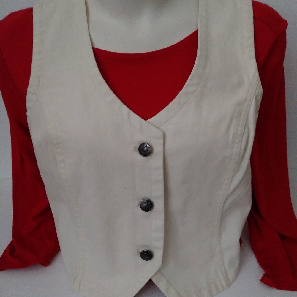 DKNY Women's Button Front Denim Vest Size Medium